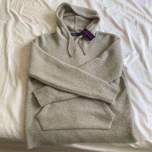 NWT Ralph Lauren Purple label Men’s Gray Cashmere-knit hoodie
